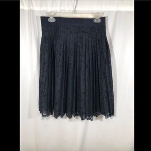 NWD Nanette‎ Lepore Navy Blue Pleated Lace Skirt